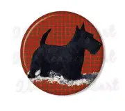 Scottish Terrier Dog Lovers Handmade Pocket Mirror, Magnet, or Pin 2.25" round