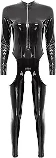 [GRRKDFQ] Women's Lingerie Sets Cutout Crotch Long Sleeve Zipper Crotchless Jumpsuit