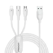 3 in 1 1.2M 6A Superfast All Protocol Charging Data Cable(1200mm) White AP17-1200 PISEN