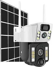 Solar Camera 8MP Dual Lens Low Power Battery WiFi IP Camera CCTV PIR Motion Detection Auto Tracking Surveillance Monitor(WiFi Cam No Card)