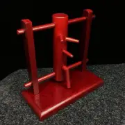 Red Mini Chinese Wing Chun Stake Wooden Dummy Kongfu Table Display Decor