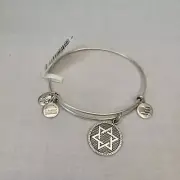 Alex and Ani Star of David Bangle Bracelet Silver Toned Adjustable Fit