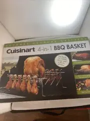 CUISINART BBQ 4in 1 Grill Basket Rack Roasting Holder Chicken Wings Ribs NEW