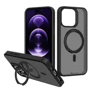 iPhone 15 Case Cover with 360o Rotation Ring Stand - MagSafe Compatible, Anti-Slip Design, Shockproof with Screen & Camera Lens Guard - Black