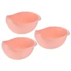 3pcs Rice Cleaning Basket Washing Basket Vegetable Fruit Draining Bowl-Pink
