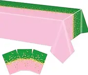 Xiliconie 3Pcs Pink Green Tablecloths for Witch Party 54" x 108" Disposable Plastic Table Cloths for Birthday Wedding Witch Princess Theme Birthday Decorations
