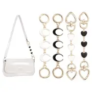 Bag Extender Chain, 4 Pcs Purse Strap Heart Moon Shape Chain, White/Black