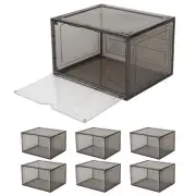 6 Pack Stackable Plastic Storage Bins 11" x 8" x 13", Stackable Shoe Boxes, N...
