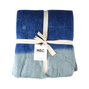 Maine & Crawford Hamza 170x130cm Faux Mohair Sofa Throw Blanket w/ Fringing Blue