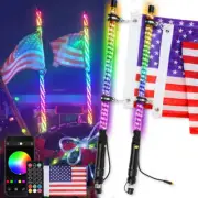 App Control 2ft Pair LED Whip Lights Bluetooth RGB Spiral For ATV RZR UTV Buggy