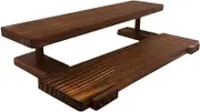 Wooden Storage Shelf Toy Figurine Display Rack Storage Decor Tabletop Portable Collectibles Display Stand for Toys Bedroom, Brown and 2 Layer