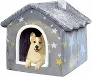 Dog House Indoor, Foldable Soft Kennel Bed with Cushion for Small Medium Large Dogs Cats, Winter Warm Cat Nest Puppy Cave (L-Within 30 lbs)