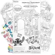Fashion Angels Disney Stitch DIY Tropical Hideaway Playhouse, Color & Decorate Kid-Size Play Set with Crayons & Decals, Fun Craft Activity for Kids Ages 3+