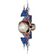 Sticker Aussie Skull Worn Flags, Large, Chrome