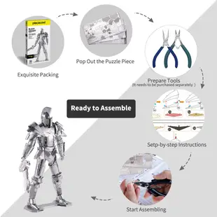 Piececool 3D 拼圖 DIY 金屬模型建築套件黑騎士 3D 人偶模型套件腦筋急轉彎拼圖 Fidget 玩具兒童