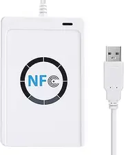 Non-Contact NFC RFID Reader, ACR122U Contactless IC Card Reader, Smart Card Writer, Key Card Tag with USB Cable (White)