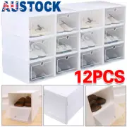 Artiss Shoe Rack Storage Cabinet Shoe Box 12 Stackable Plastic Cube White AU
