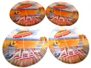 COASTAL Melamine-Ware Dinner Plates ~ 11" Set of 4 ~ BEACH DAY