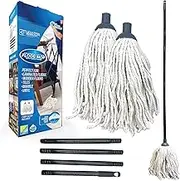 Cotton Floor Mop System With Super Absorbent Head, 110cm Metal Handle and Extra Refill - Effective Cleaning For Home, Office and Commercial Use