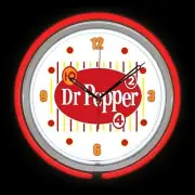 15" Nostalgic Dr Pepper 10, 2, 4 Sign Double Red Neon Clock