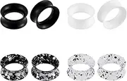 [Stuppendux] 4Pairs Silicone Flexible Ear Skin Tunnels Plugs Expanders Gauges Hollow Body Piercing 2G-3/4 6-20MM