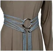 [L'VOW] Long Rope Ring Knotted Belt for Women Norse Witch Waist Chain Troll Cross Body Waistband Shaman Pagan Viking Accessory