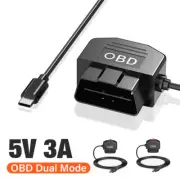 OBD Power Cable for Dash Camera OBD2 to USB C Type C/Micro 24 Hours Surveillance