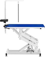 ROOMTEC 42" Hydraulic Pet Grooming Table w/Anti-Static Table Top, Heavy Duty Z-Lift Dog Grooming Table/21-36 w/Armrests/Leash Covers/Tool Organizers/Hooks, Weight Capacity 330LBS Blue