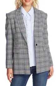 MSRP $169 Women's Cece Windsor Check One-Button Blazer Gray Size 6