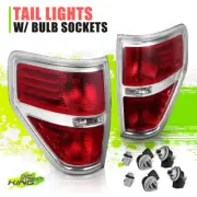 Factory Style Tail Lights w/Bulb Sockets for Ford F-150 09-14 Chrome Red Pair (for: Ford)