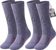 [SAMSOX] 2-Pair Merino Wool Hiking Socks, Made in USA, Lightweight with Cushion Crew Socks for Men Women (Sierra)