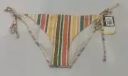 ROXY Size L / 12 Striped Side Tie String Bikini Bottoms / Bathers NEW RRP $49.99