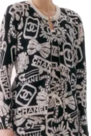 New 2024 Chanel Coco Neige 23N Black White Brooch Cashmere Cardigan Sweater 36