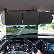 Veharvim Polarized Sun Visor for Car with Zipper Slider, Upgraded UV400 Car Sun Visor Extension with PC Lens and Side Sunshade,Anti-Glare Visor for Safe Driving,UV-Filtering/Protection