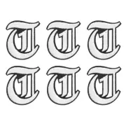 Iron on Letter Patches, 6Pcs Iron on Patches, Letter T Black White