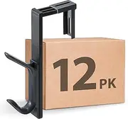 Officemate Double Coat Hooks for Cubicle Panels, Adjustable 1.25-3.5 Inch, Charcoal, 12 Pack (220050)