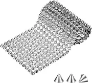 uxcell 0.5 Yard Sew Stitch on Spikes Stud Cone 12Rows Plastic Silver Spike Rivet with Flat Back Punk Rock Trim Mesh Bead for DIY Crafts/Clothes/Shoes/Bags