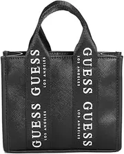 [GUESS] Factory Women's Logo-Tape Mini Tote Crossbody Handbag Black, Black