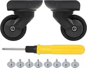 [Generic] 1 Pair Replacement Wheels for Luggage 360 Swivel Suitcase Casters Black 1.33 inch W293