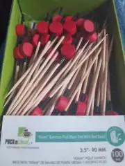 200 BAMBOO COCKTAIL STICKS RED PEARL BLACK TOOTHPICKS PACKNWOOD NEW