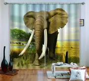 3D Elephant 04 Blockout Photo Curtain Printing Curtains Drapes Fabric Window AU