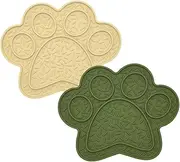 Lick Mat for Dogs & Cats 2 Pack, DOOGUES Slow Feeder Mat for Anxiety Relief, Non-Slip Suction Cups, Spread with Peanut Butter, Yoghurt, or Treats, Suitable for Small and Medium Pets (Green & Beige)