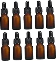 TOGEVAL 10Pcs Tea Color Bottles with Droppers Empty Essential Oil Container for Travel DIY Supplies Refillable Durable for Perfume Liquid Storage