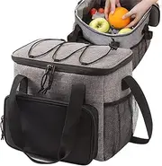 Insulated Leakage Soft Coolers, Soft Lunch Bag, Lightweight, Large Container, Partition Design For Grocery, Camping