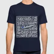 United Airlines Boeing 747 with Airport Codes - T-Shirt (X-Large)