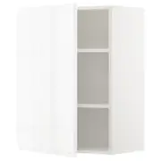 METOD wall cabinet with shelves, white/Voxtorp high-gloss/white, 60x37x80 cm