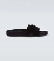 [Christian Louboutin] Christian Louboutin Varsimule Bizz logo suede slides AU 7 black