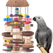 Bird Toy Large Parrot Toy Durable Wooden Blocks Bird Chewing Toy Parrot Cage ...