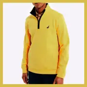 NWT - Nautica Men's Classic Fit Quarter-Zip Fleece Pullover, Old Gold Large $79
