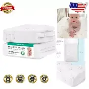 Breathable Organic Cotton Mini Crib Sheets - Hypoallergenic & Stylish 2-Pack